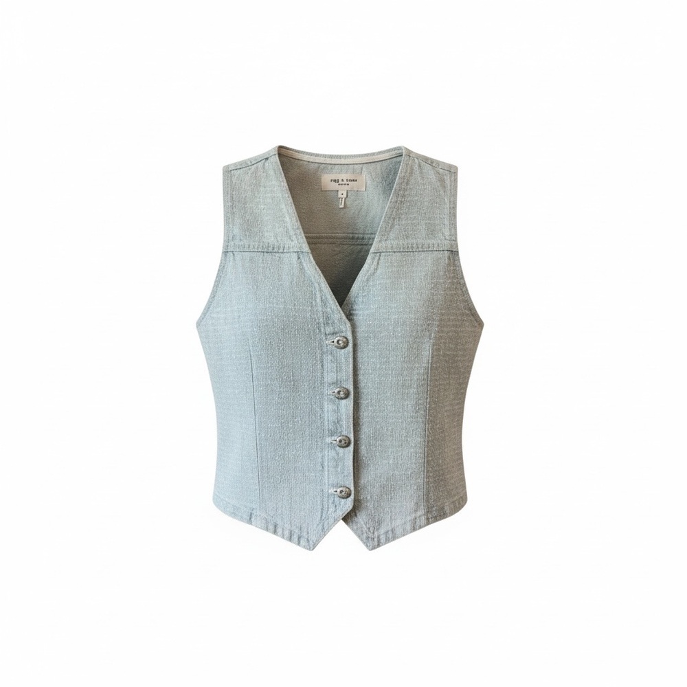 rag & bone Juliana Tweed Button-Front Vest size 8 NWOT